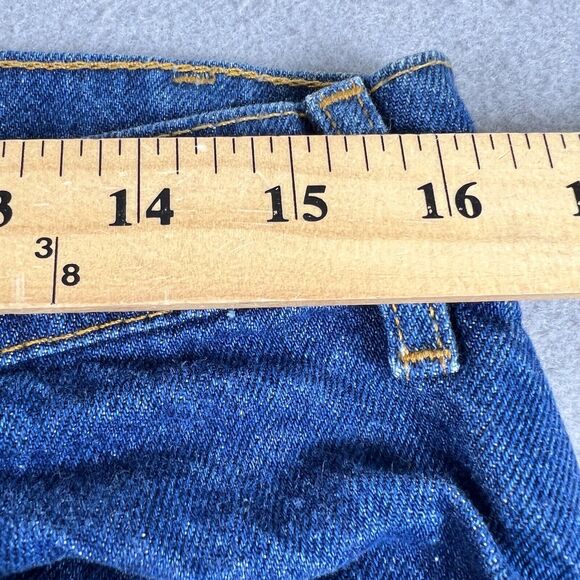 Levis 505 Orange Tab Mid Rise Dark Wash Distressed Denim‎ Blue Jeans Mens 36x32 - Picture 8 of 16